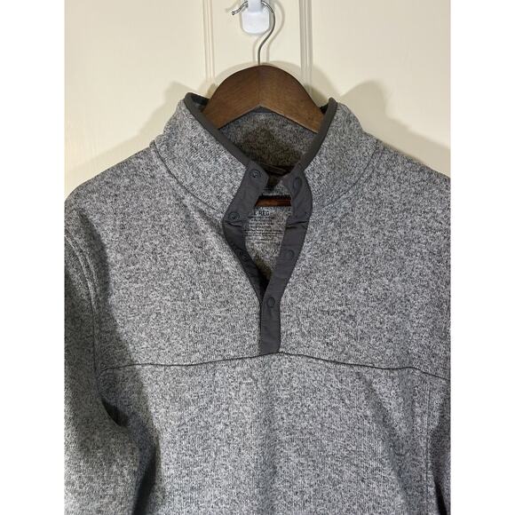 L.L. Bean Sweater Fleece Pullover Mens Size Large Gray Outdoor Active Knit Snap - Picture 3 of 9